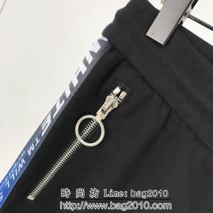 OFF-white 18SS秋冬織帶拼接 藍色漸變織帶 男款衛褲 ydi1240